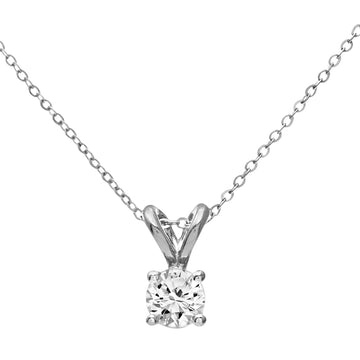 0.25ct Round Diamond Claw Set Solitaire Pendant In UK Hallmarked 9ct White Gold